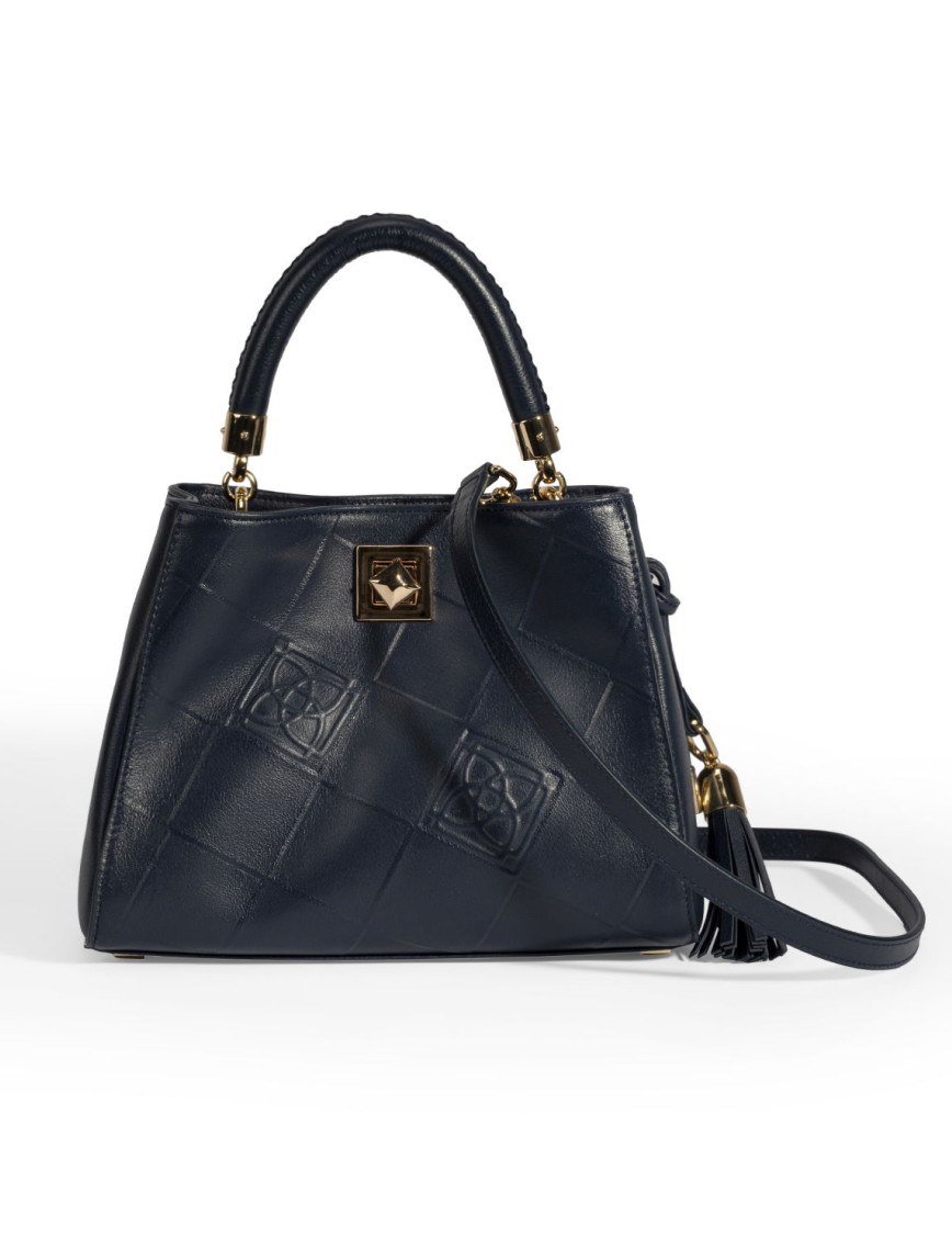 Kadın Lacivert Püskül Aksesuarlı Deri El Çantası Kadın Lacivert Püskül Aksesuarlı Deri El Çantası