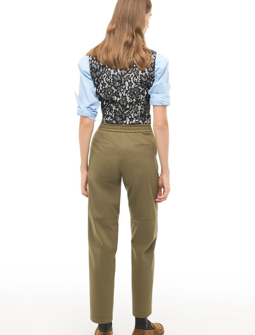 %100 Pamuk Haki Boru Paça Pantolon