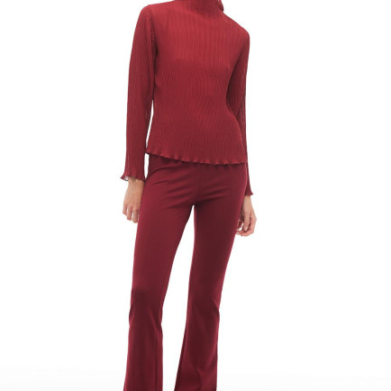 Bordo Balıkçı Yaka Bluz Bordo Balıkçı Yaka Bluz