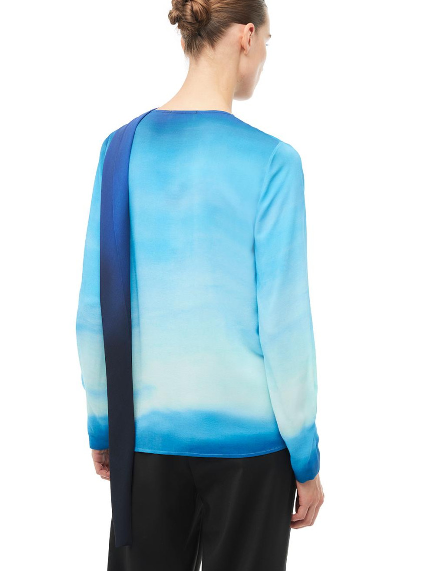 Çok Renkli Şal Yaka Degrade Bluz Çok Renkli Şal Yaka Degrade Bluz