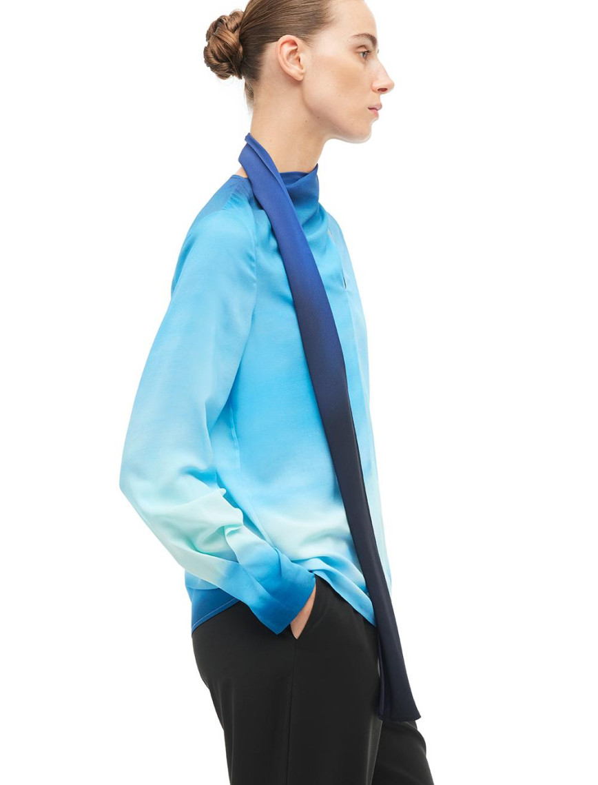 Çok Renkli Şal Yaka Degrade Bluz Çok Renkli Şal Yaka Degrade Bluz