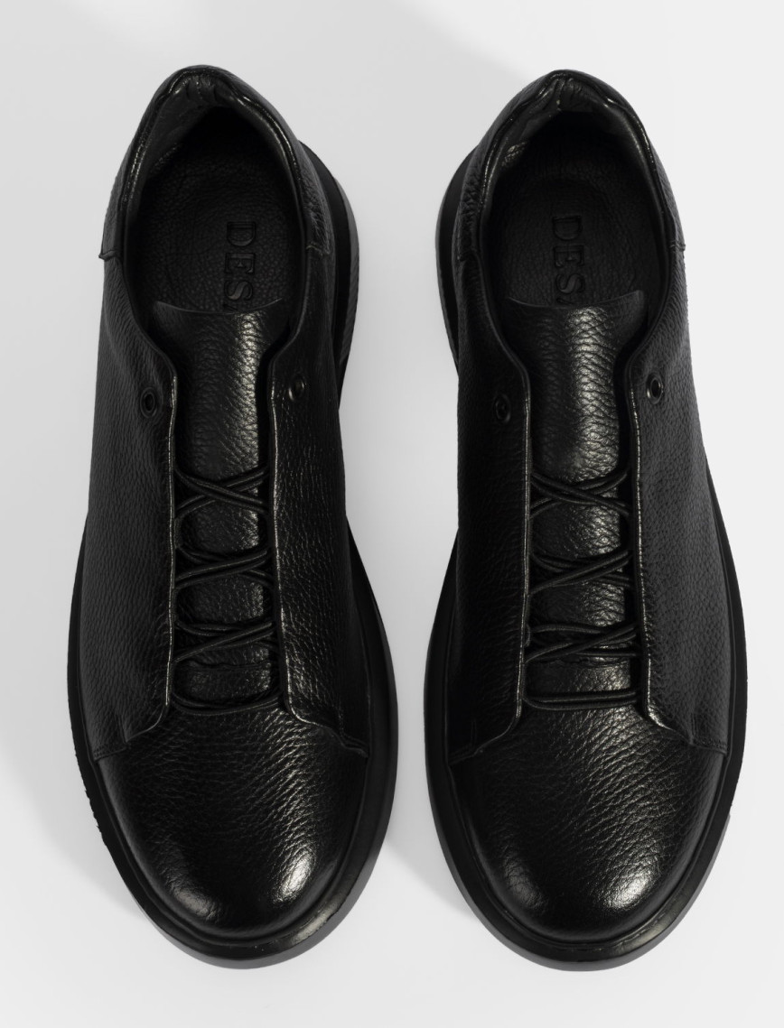 Erkek Siyah Bağcıklı Deri Günlük Ayakkabı Erkek Siyah Bağcıklı Deri Günlük Ayakkabı