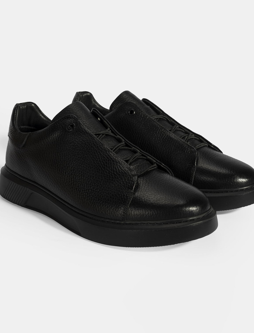 Erkek Siyah Bağcıklı Deri Günlük Ayakkabı Erkek Siyah Bağcıklı Deri Günlük Ayakkabı