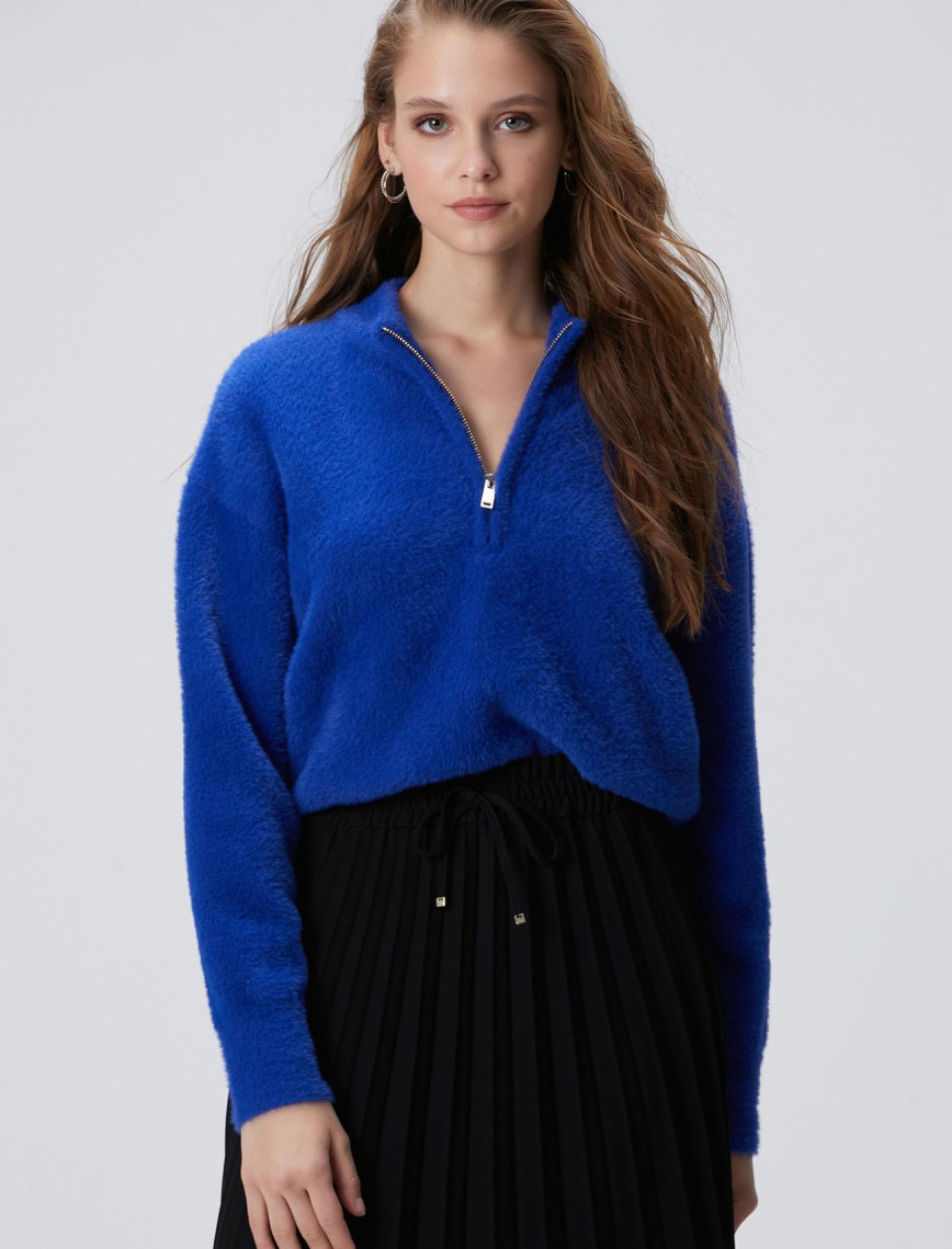 Network Kadın Saks Yumuşak Dokulu Triko Kazak Network Kadın Saks Yumuşak Dokulu Triko Kazak