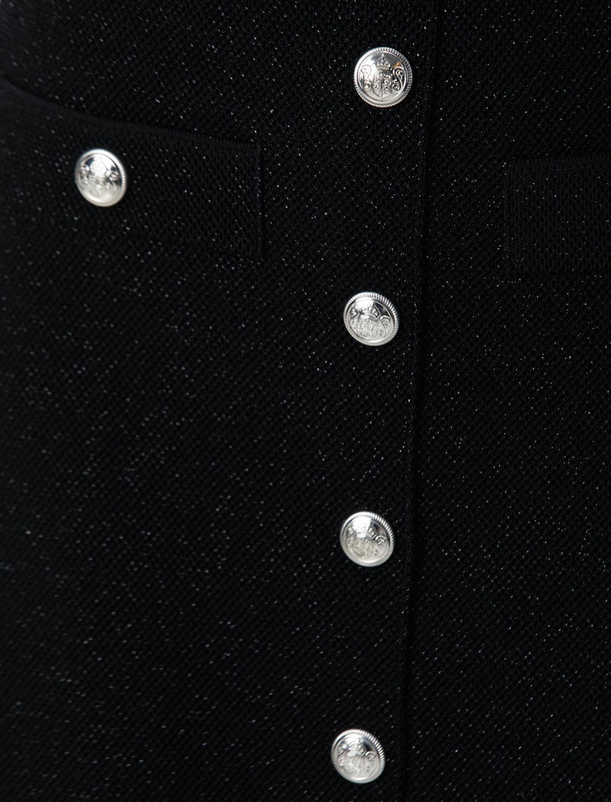 Network Kadın Siyah Simli Mini Triko Etek Network Kadın Siyah Simli Mini Triko Etek