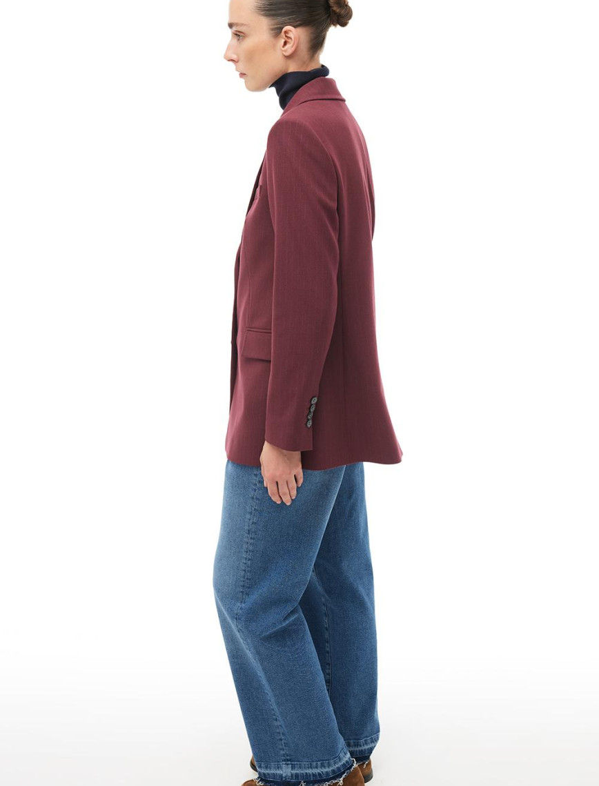 Bordo Kırlangıç Yaka Ceket