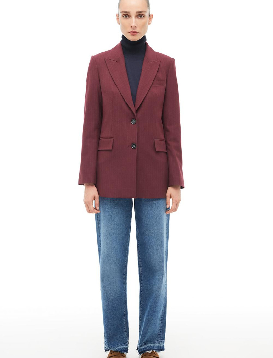 Bordo Kırlangıç Yaka Ceket