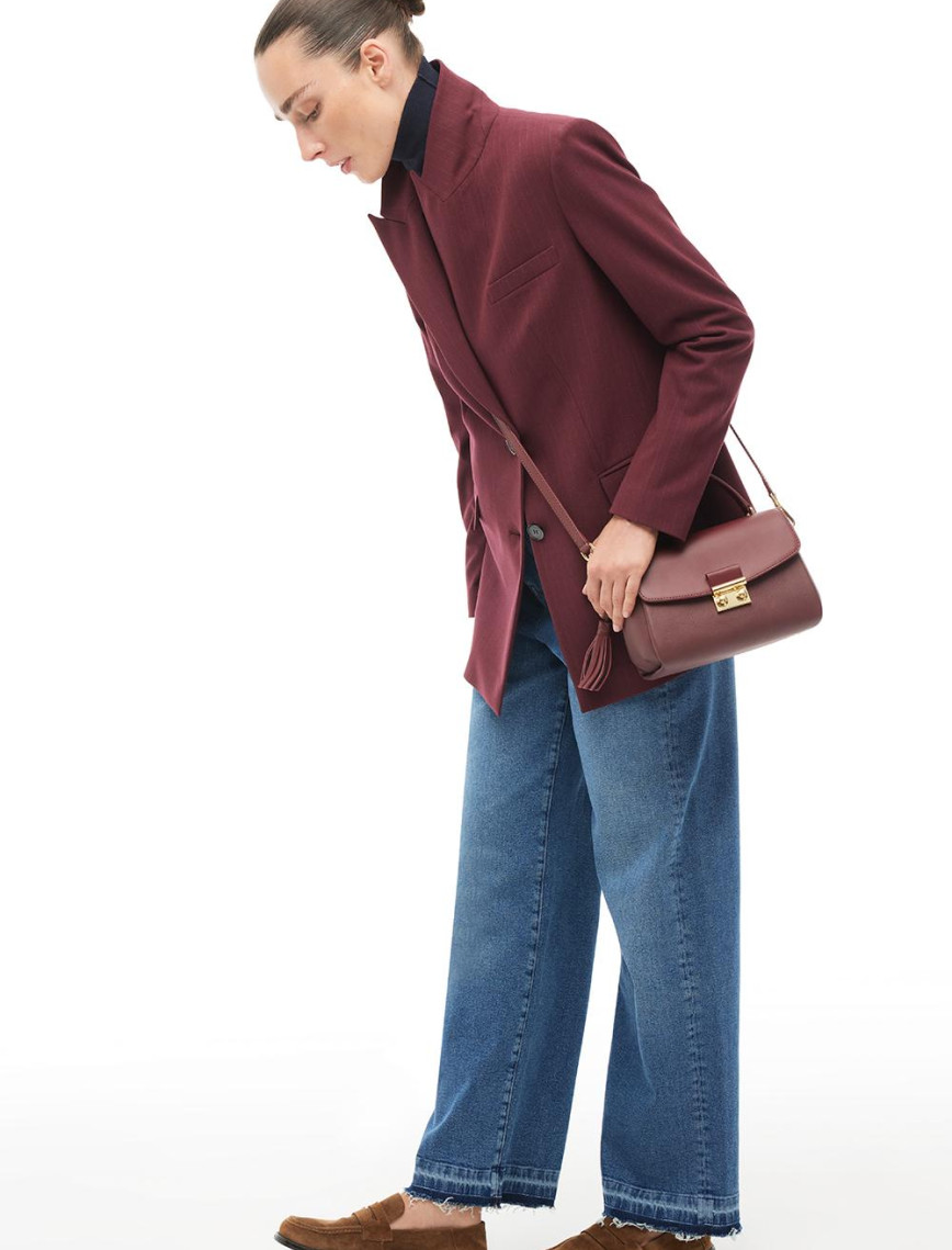 Bordo Kırlangıç Yaka Ceket