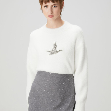 Beymen Club Kadın Beyaz İşlemeli Logolu Kazak Beymen Club Kadın Beyaz İşlemeli Logolu Kazak