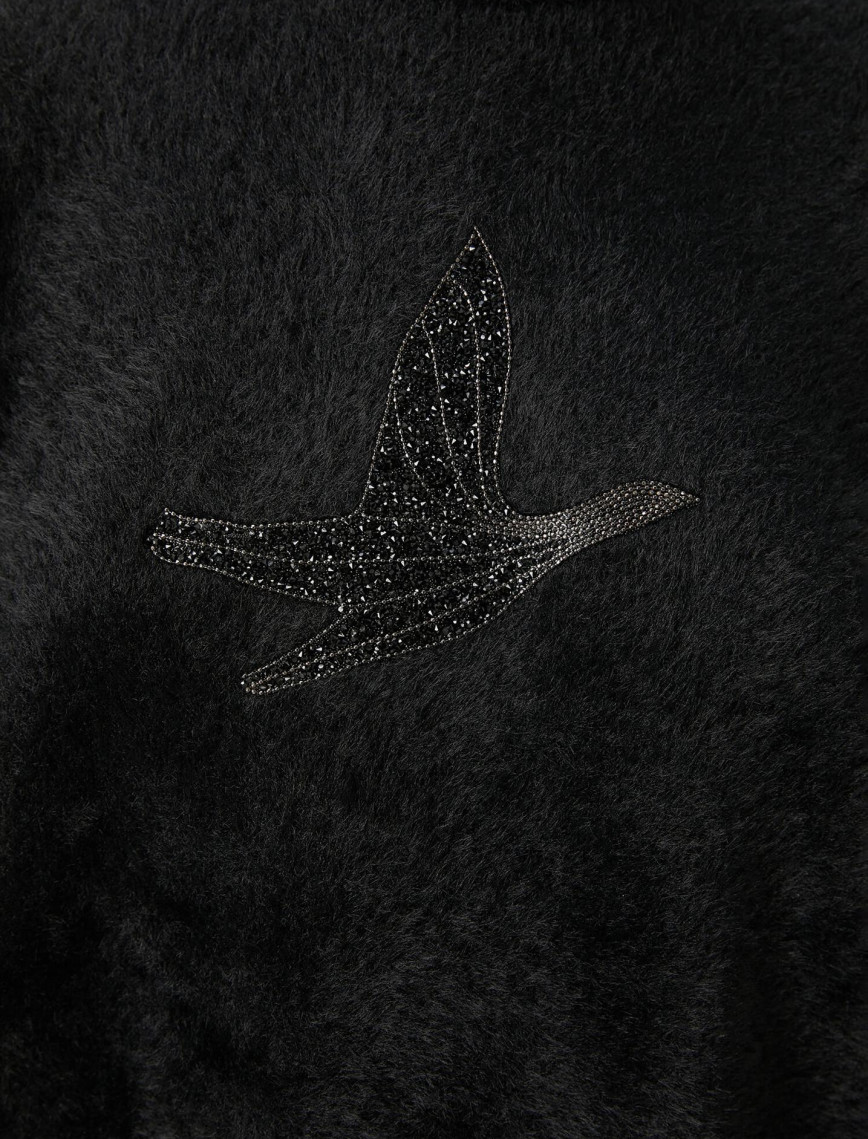 Beymen Club Kadın Siyah İşlemeli Logolu Kazak Beymen Club Kadın Siyah İşlemeli Logolu Kazak