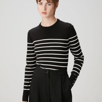 Beymen Club Kadın Siyah Beyaz Çizgili Kazak Beymen Club Kadın Siyah Beyaz Çizgili Kazak