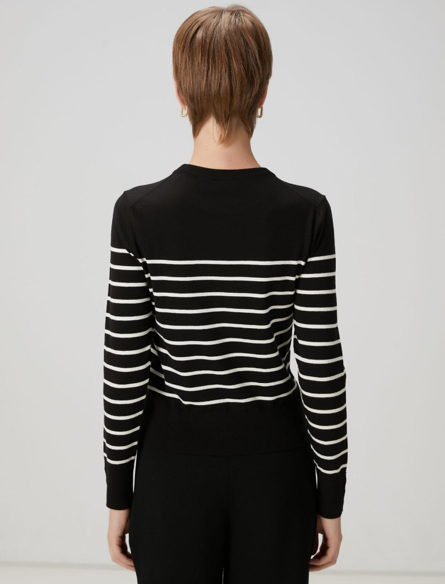 Beymen Club Kadın Siyah Beyaz Çizgili Kazak Beymen Club Kadın Siyah Beyaz Çizgili Kazak