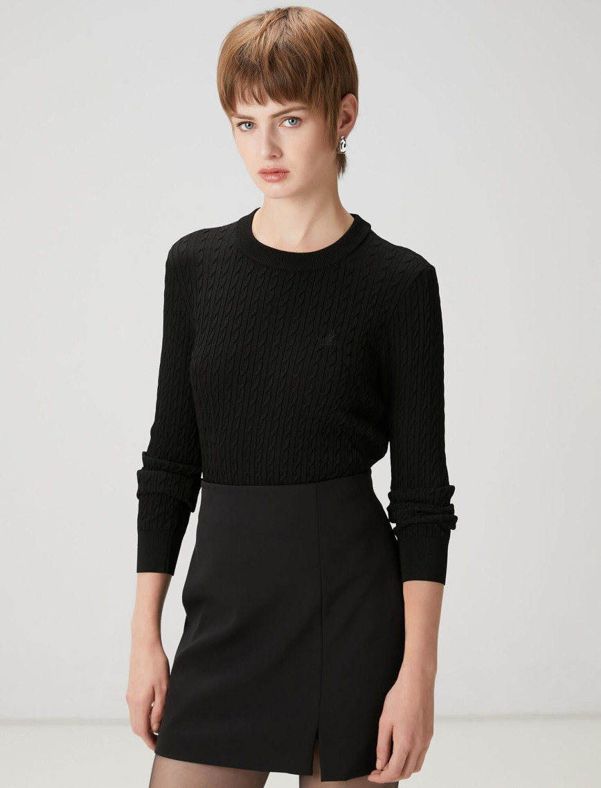 Beymen Club Kadın Siyah Saç Örgü Kazak Beymen Club Kadın Siyah Saç Örgü Kazak