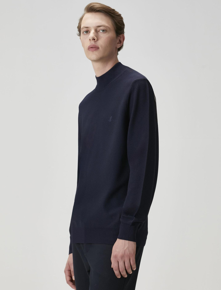 Beymen Club Erkek Lacivert Yarım Balıkçı Yaka Kazak