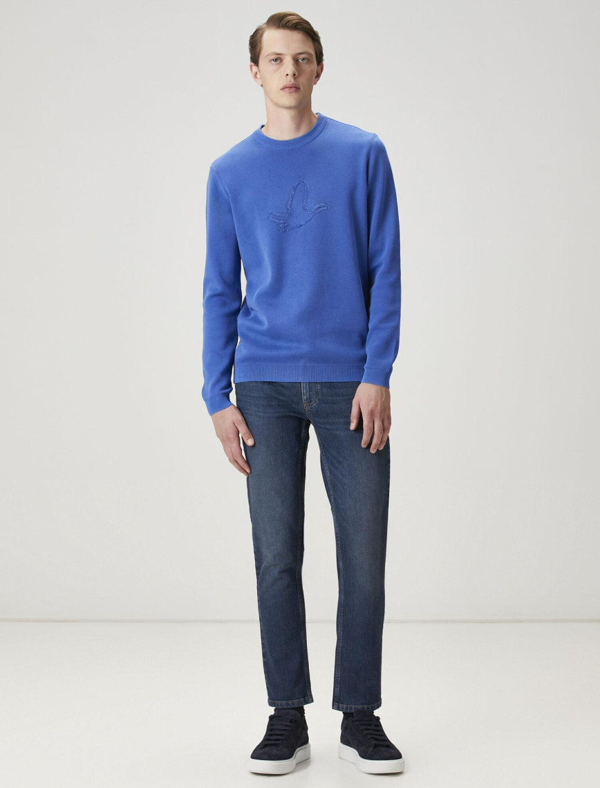 Beymen Club Erkek Saks Logo Jakarlı Kazak