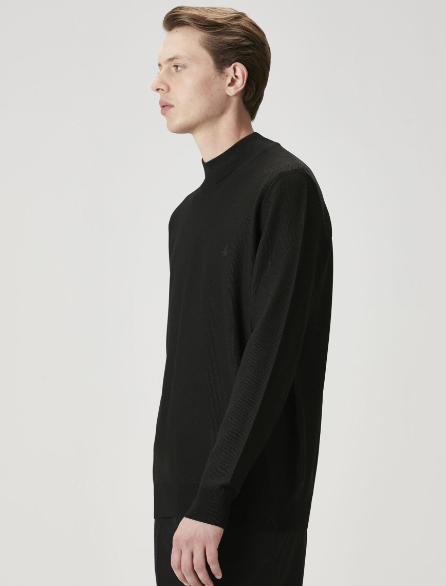 Beymen Club Erkek Siyah Yarım Balıkçı Yaka Kazak