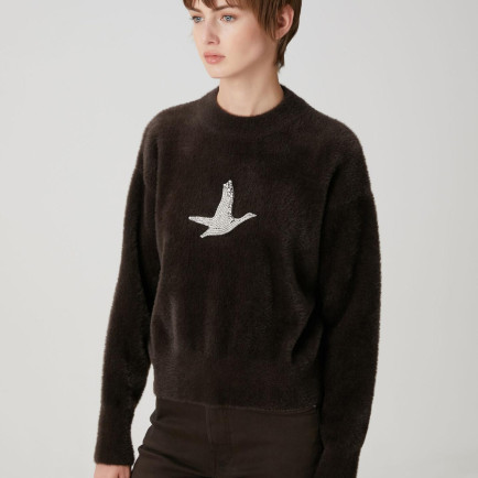 Beymen Club Kadın Kahverengi Taşlı Logo Detaylı Kazak Beymen Club Kadın Kahverengi Taşlı Logo Detaylı Kazak