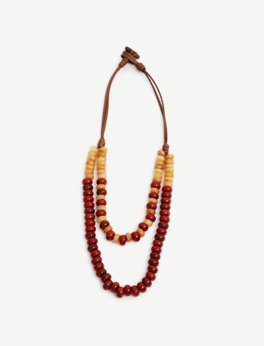 YARGICI İki Sıralı Uzun Ahşap Kolye YARGICI İki Sıralı Uzun Ahşap Kolye