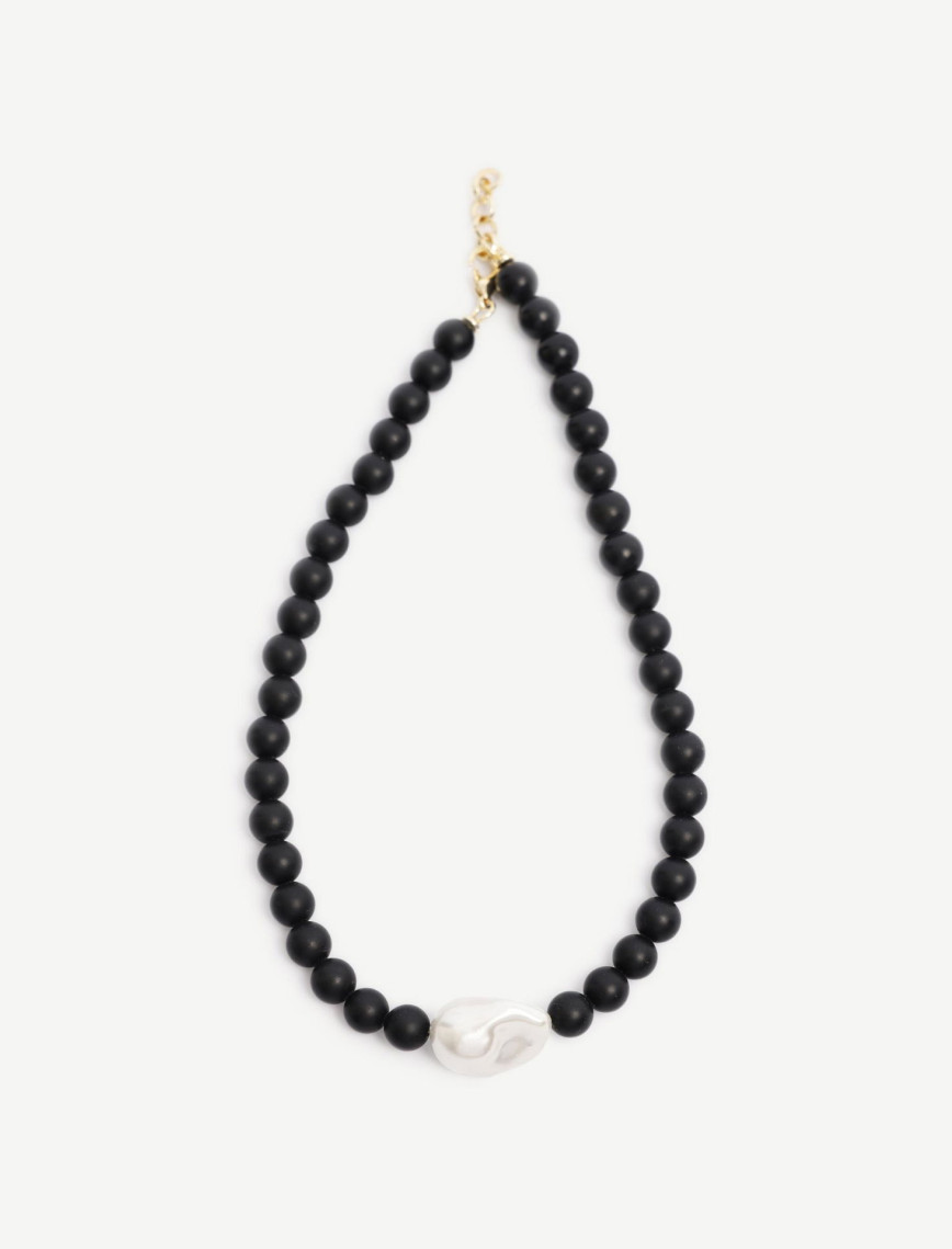 YARGICI Oniks Taşı Ve Mayorka İnci Detaylı Kolye YARGICI Oniks Taşı Ve Mayorka İnci Detaylı Kolye