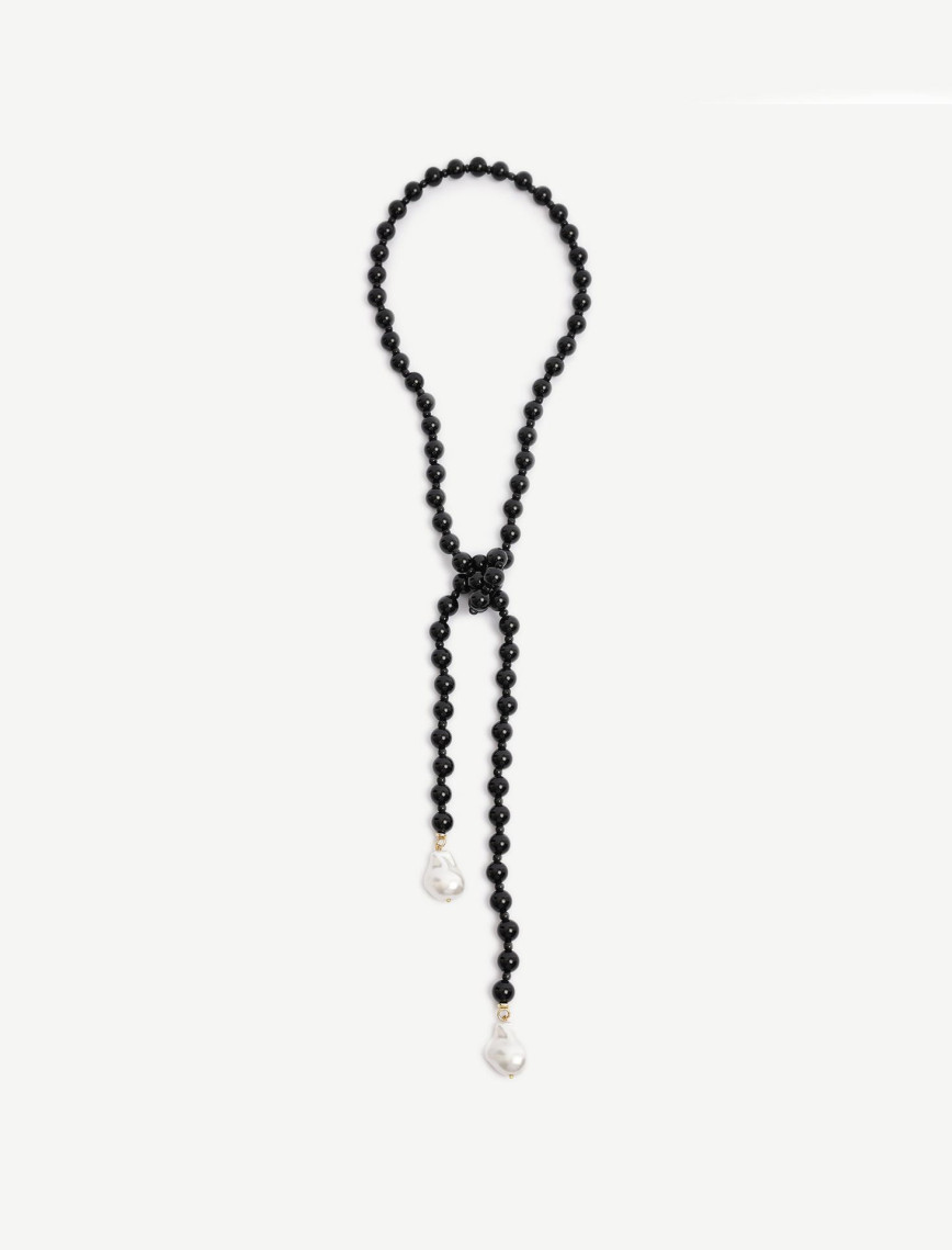 YARGICI Oniks Taşlı Ve Mayorka İncili Uzun Kolye YARGICI Oniks Taşlı Ve Mayorka İncili Uzun Kolye