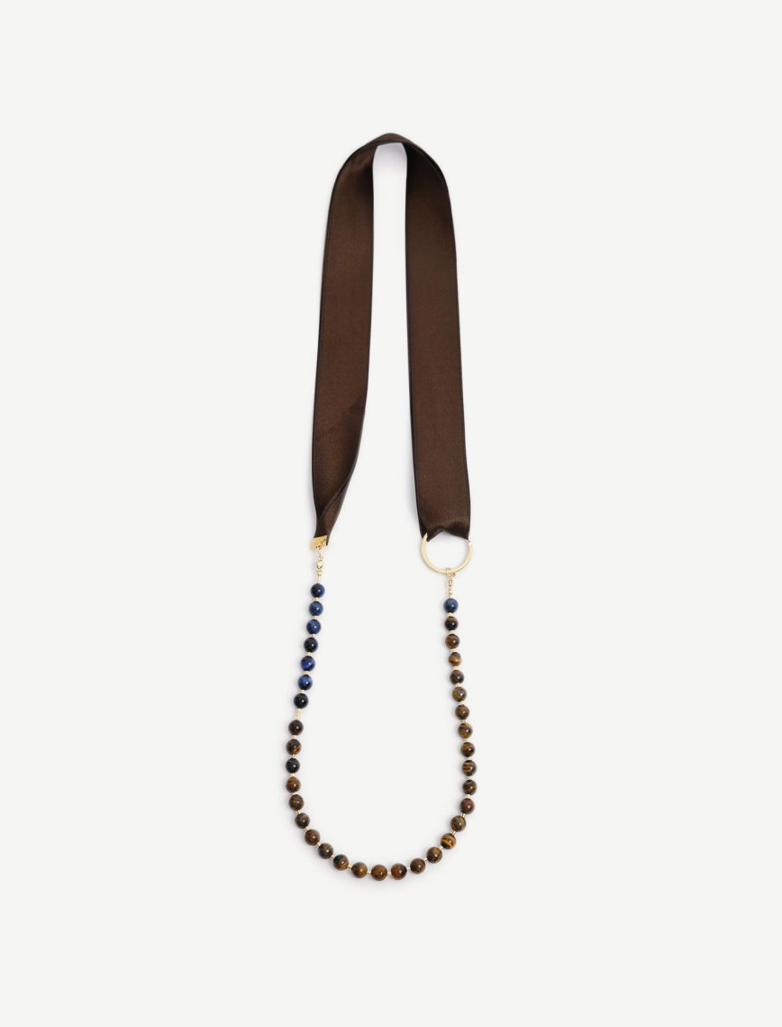 YARGICI Kurdele Detaylı Kaplan Gözü Kolye YARGICI Kurdele Detaylı Kaplan Gözü Kolye