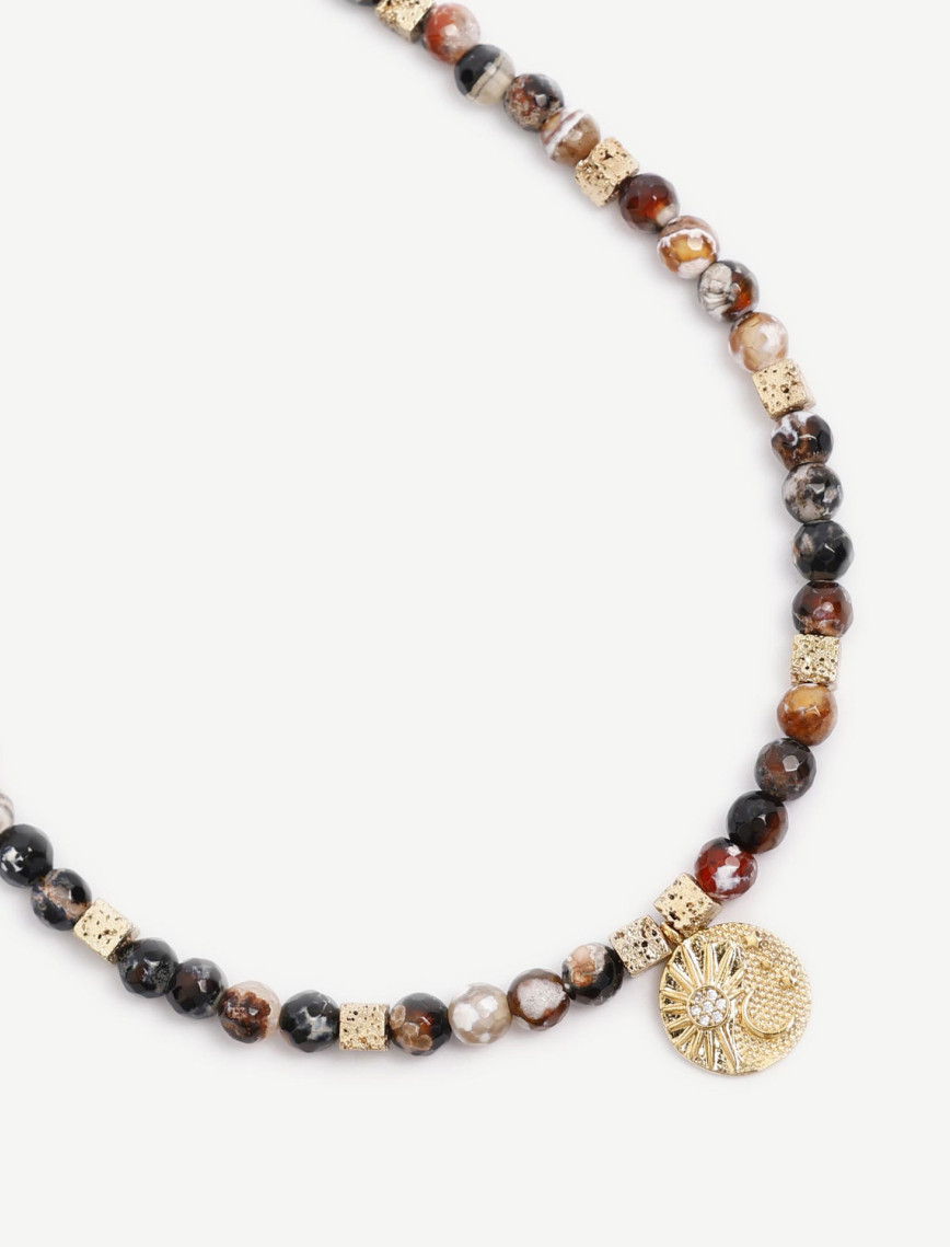 YARGICI Akik Ve Lav Taşı İçerikli Kolye YARGICI Akik Ve Lav Taşı İçerikli Kolye