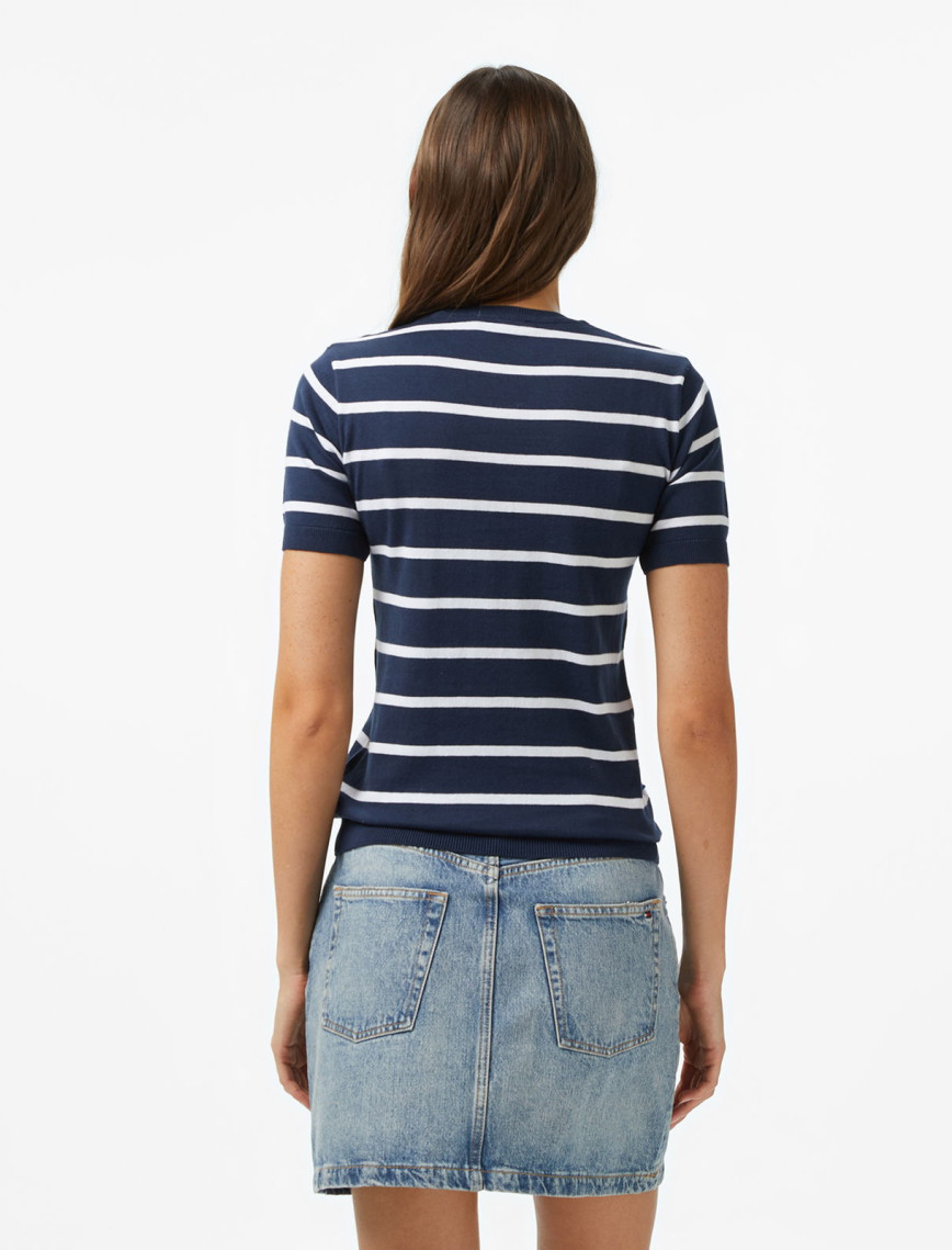 Ucla Misha Kadın Lacivert Bisiklet Yaka Triko T-Shirt Ucla Misha Kadın Lacivert Bisiklet Yaka Triko T-Shirt