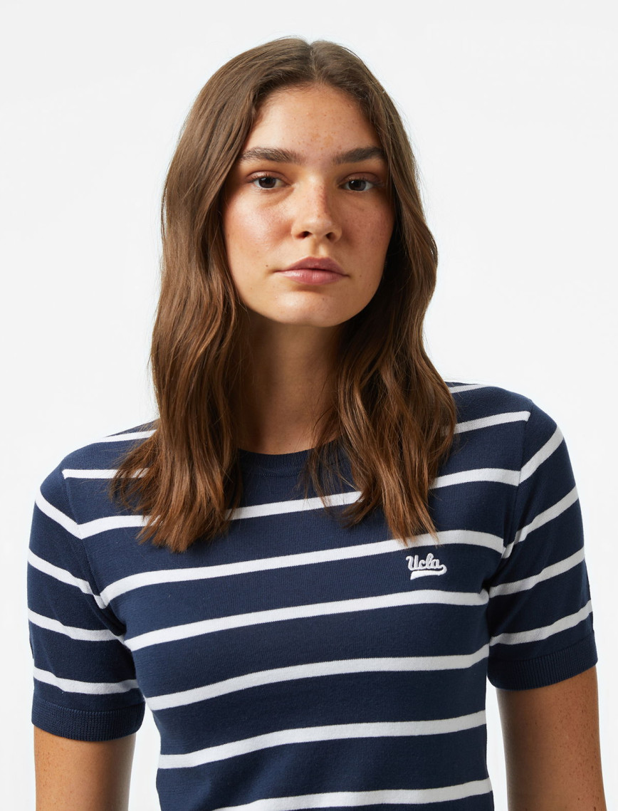 Ucla Misha Kadın Lacivert Bisiklet Yaka Triko T-Shirt Ucla Misha Kadın Lacivert Bisiklet Yaka Triko T-Shirt