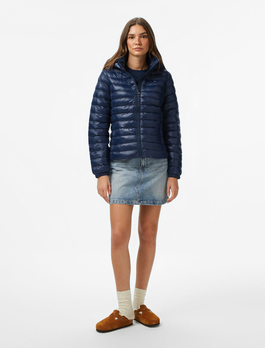Tommy Hilfiger Padded Slim Kadın Mavi Puffer Mont Tommy Hilfiger Padded Slim Kadın Mavi Puffer Mont