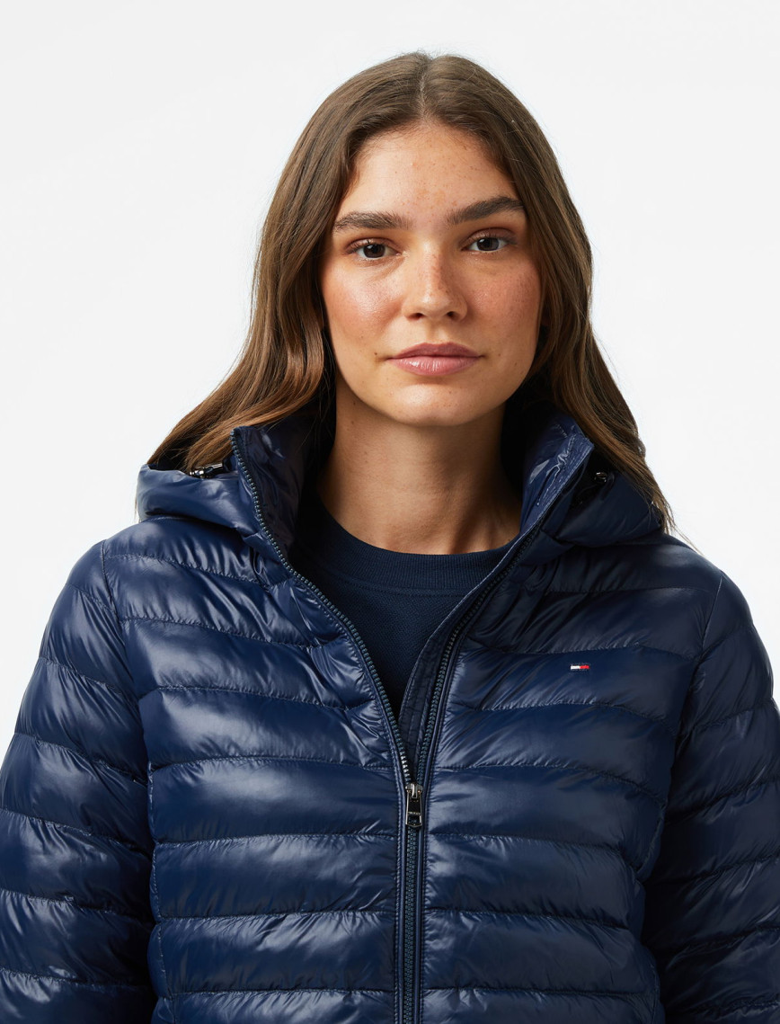 Tommy Hilfiger Padded Slim Kadın Mavi Puffer Mont Tommy Hilfiger Padded Slim Kadın Mavi Puffer Mont