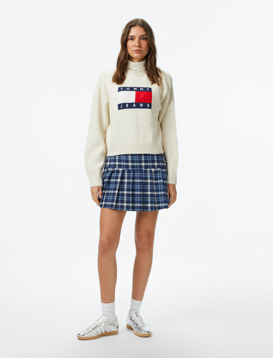 Tommy Jeans Melange Flag Kadın Bej Kazak Tommy Jeans Melange Flag Kadın Bej Kazak