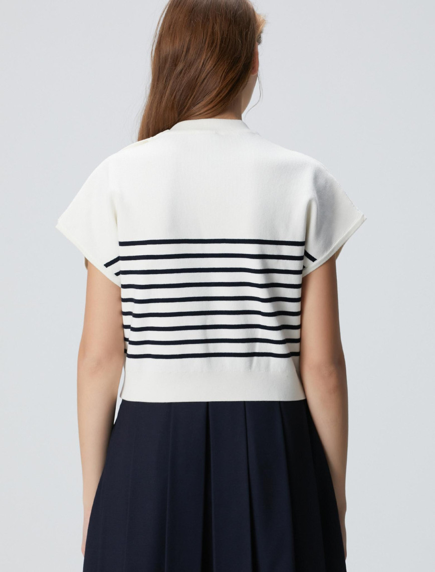 Network Kadın Beyaz Çizgili Kazak Network Kadın Beyaz Çizgili Kazak