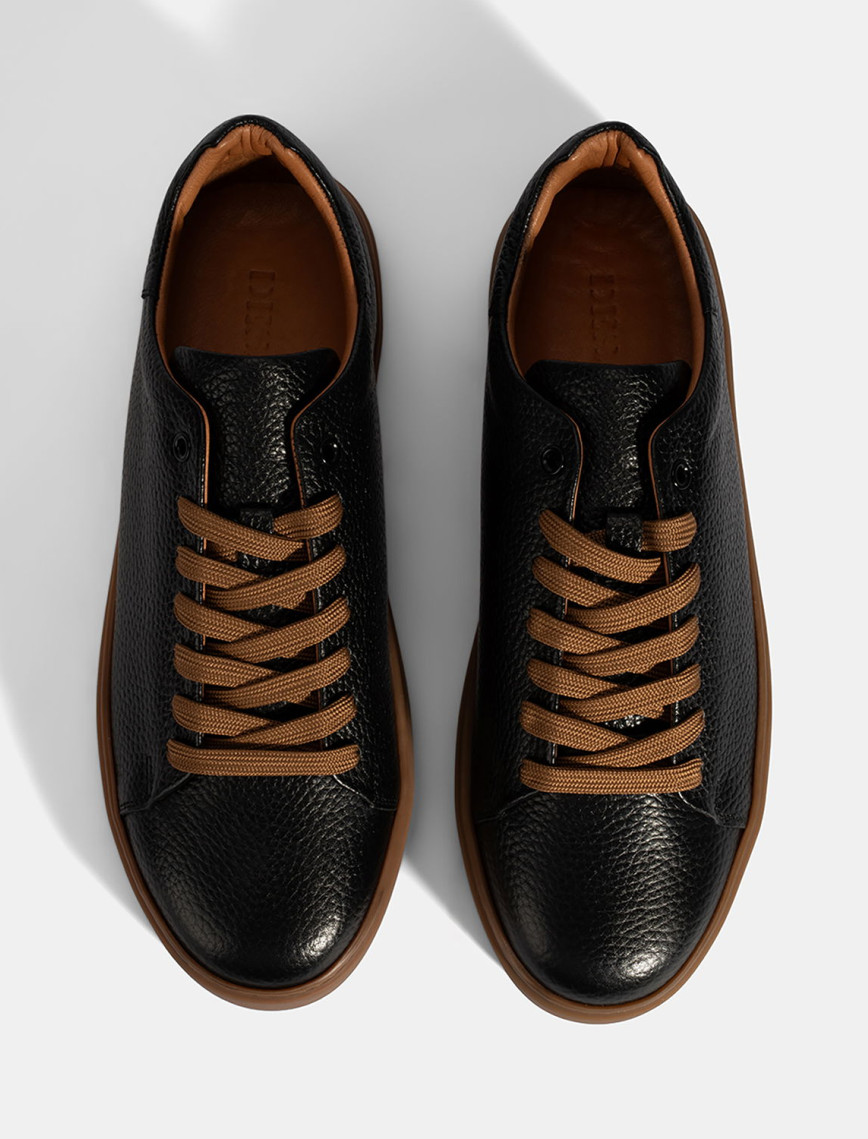 Erkek Siyah Bağcıklı Deri Günlük Ayakkabı Erkek Siyah Bağcıklı Deri Günlük Ayakkabı