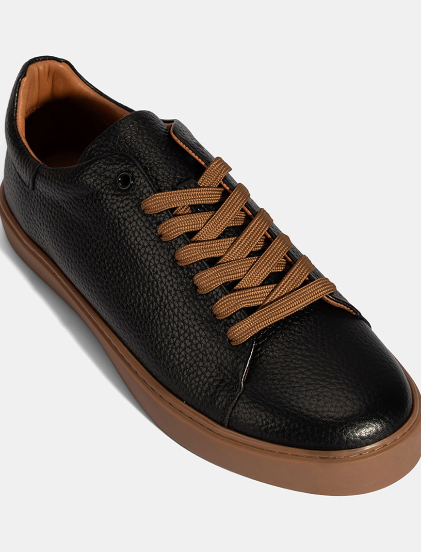 Erkek Siyah Bağcıklı Deri Günlük Ayakkabı Erkek Siyah Bağcıklı Deri Günlük Ayakkabı
