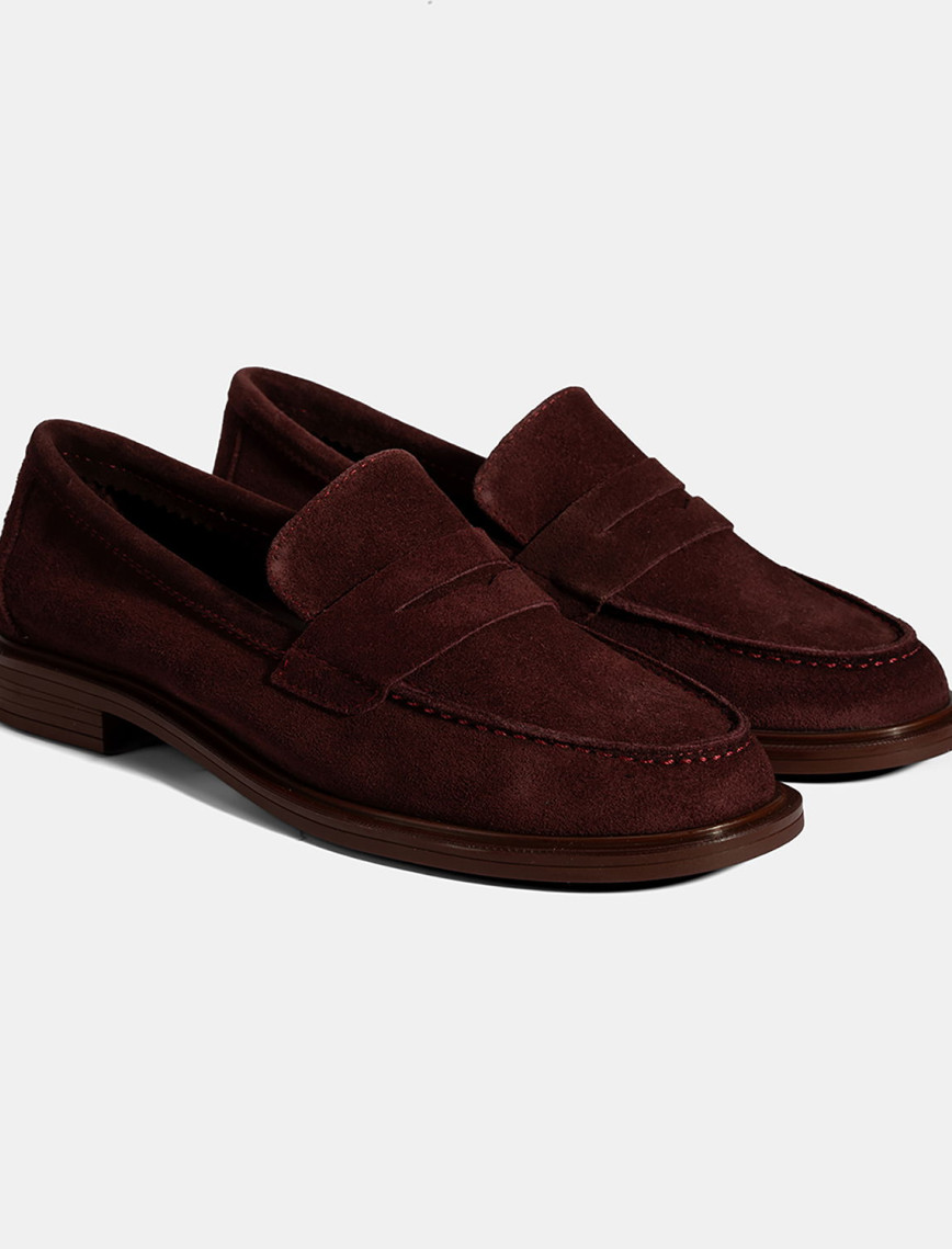 Kadın Bordo Süet Loafer Kadın Bordo Süet Loafer