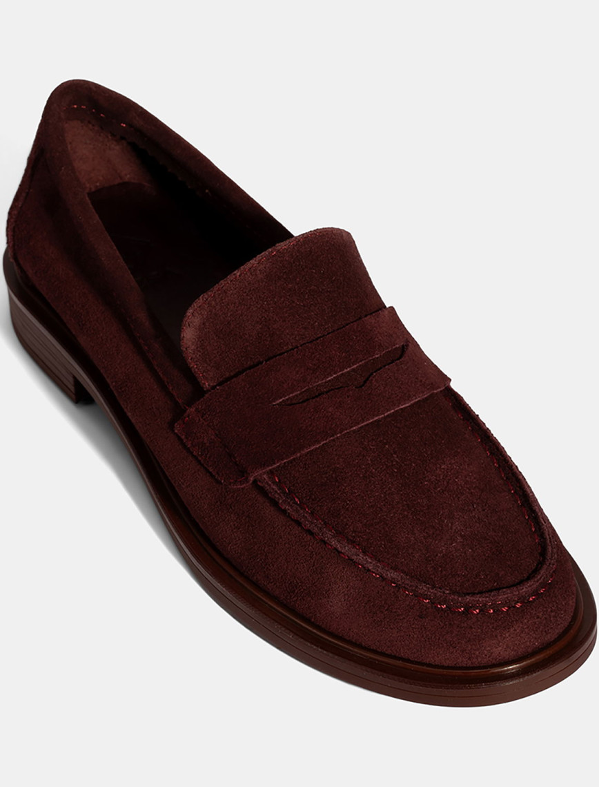 Kadın Bordo Süet Loafer Kadın Bordo Süet Loafer