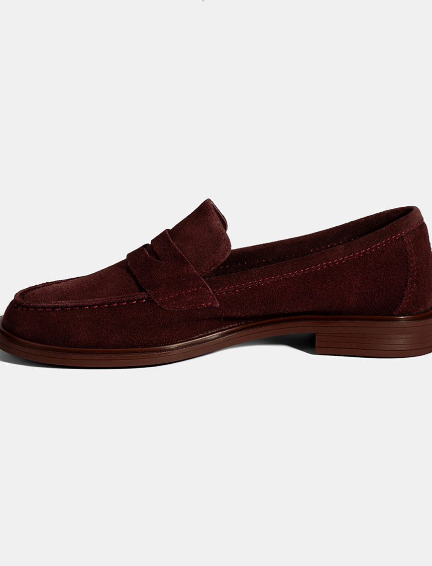 Kadın Bordo Süet Loafer Kadın Bordo Süet Loafer
