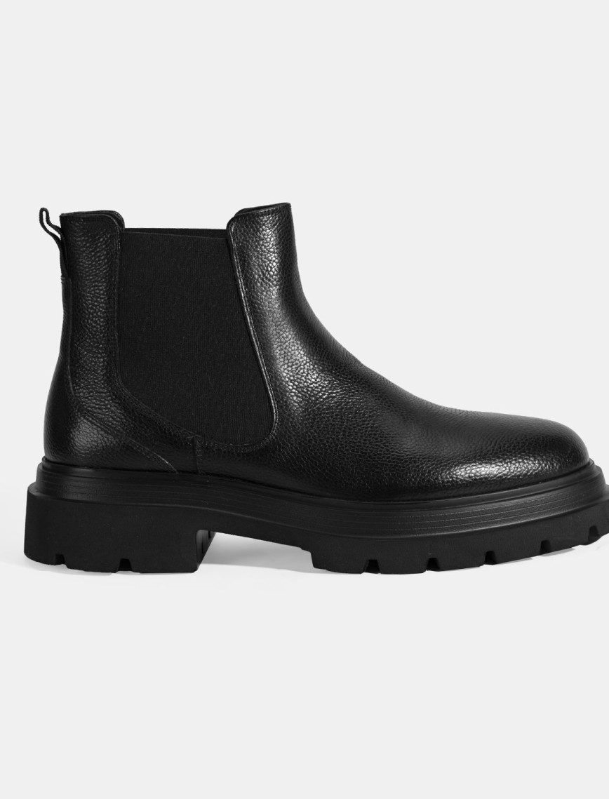 Erkek Kahve Lastik Detaylı Deri Bot Erkek Kahve Lastik Detaylı Deri Bot