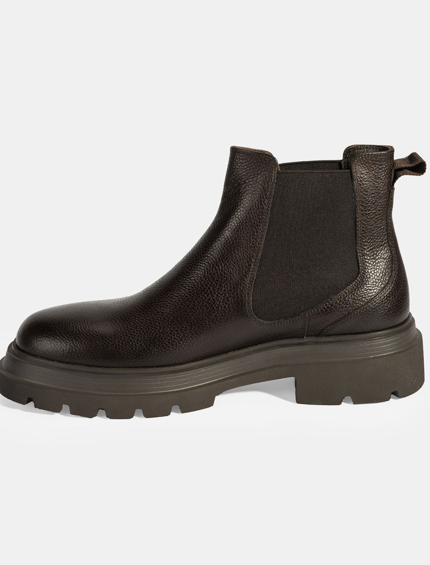 Erkek Kahve Lastik Detaylı Deri Bot Erkek Kahve Lastik Detaylı Deri Bot