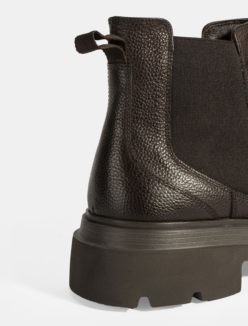 Erkek Kahve Lastik Detaylı Deri Bot Erkek Kahve Lastik Detaylı Deri Bot