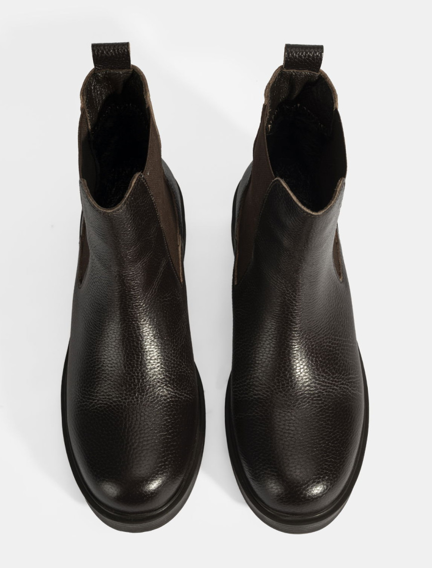 Kadın Kahve Lastik Detaylı Deri Bot Kadın Kahve Lastik Detaylı Deri Bot