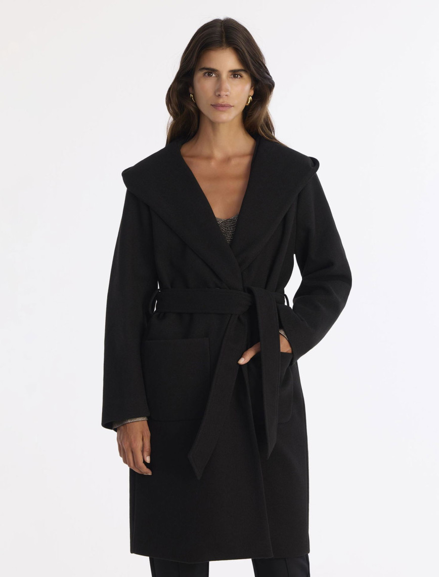 YARGICI Kapüşonlu Ve Kemerli Uzun Palto YARGICI Kapüşonlu Ve Kemerli Uzun Palto