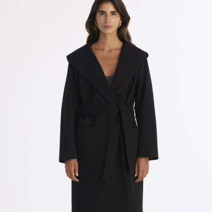 YARGICI Kapüşonlu Ve Kemerli Uzun Palto