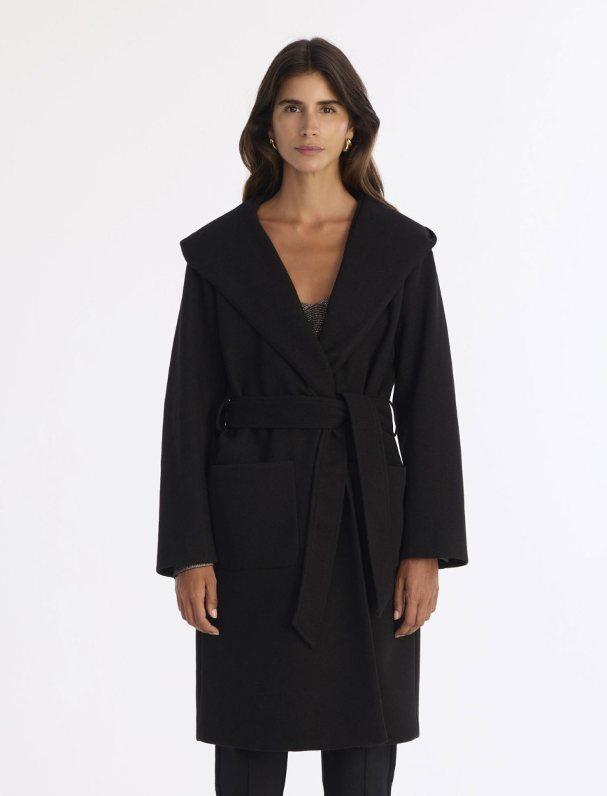 YARGICI Kapüşonlu Ve Kemerli Uzun Palto YARGICI Kapüşonlu Ve Kemerli Uzun Palto