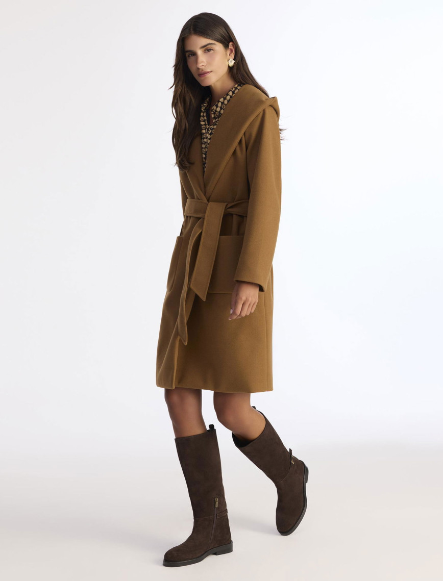 YARGICI Kapüşonlu Ve Kemerli Uzun Palto YARGICI Kapüşonlu Ve Kemerli Uzun Palto