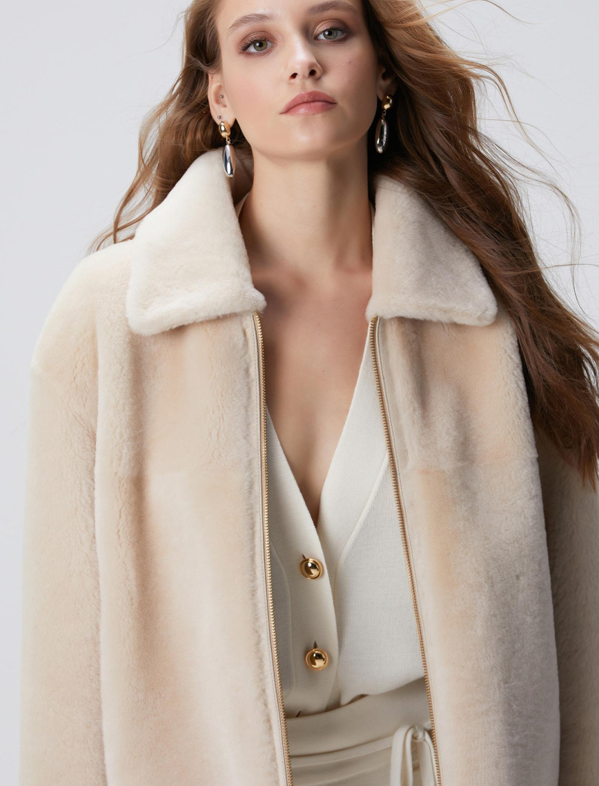 Network Kadın Bej Çift Taraflı Deri Kaban Network Kadın Bej Çift Taraflı Deri Kaban