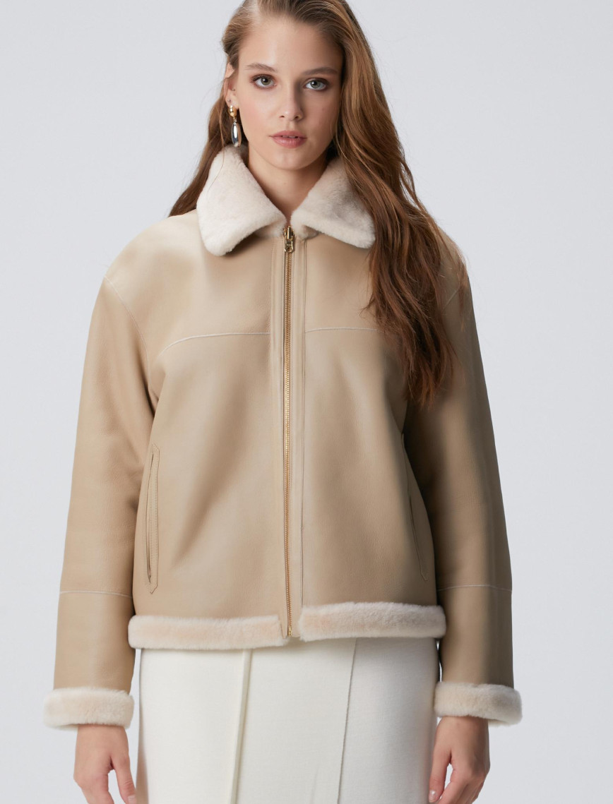 Network Kadın Bej Çift Taraflı Deri Kaban Network Kadın Bej Çift Taraflı Deri Kaban