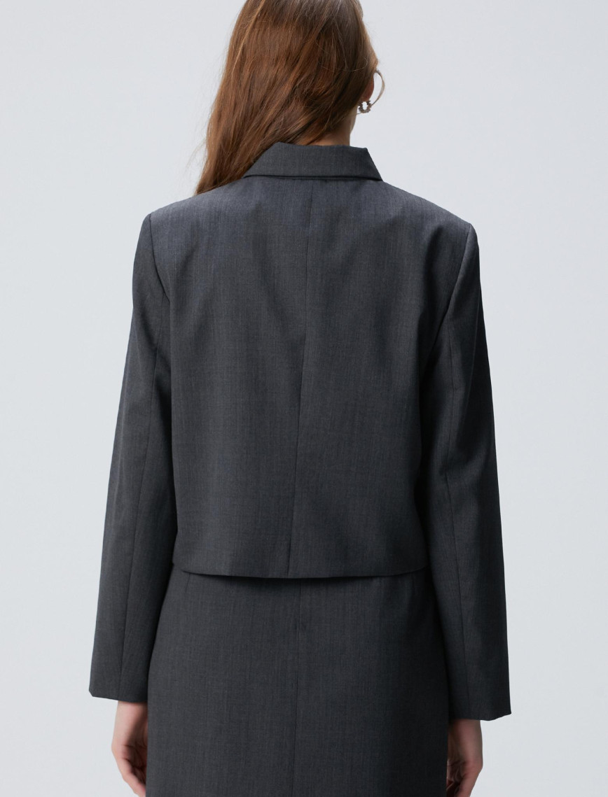 Network Kadın Koyu Gri Yün Karışımlı Ceket Network Kadın Koyu Gri Yün Karışımlı Ceket