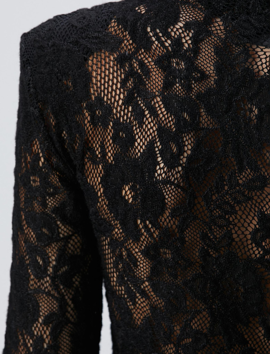 Network Kadın Siyah Güpür Bodysuit Örme Bluz Network Kadın Siyah Güpür Bodysuit Örme Bluz