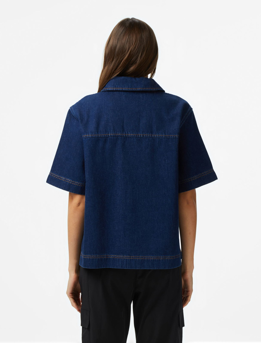 Lacoste Kadın Truvakar Kollu Polo Yaka Mavi Gömlek Lacoste Kadın Truvakar Kollu Polo Yaka Mavi Gömlek